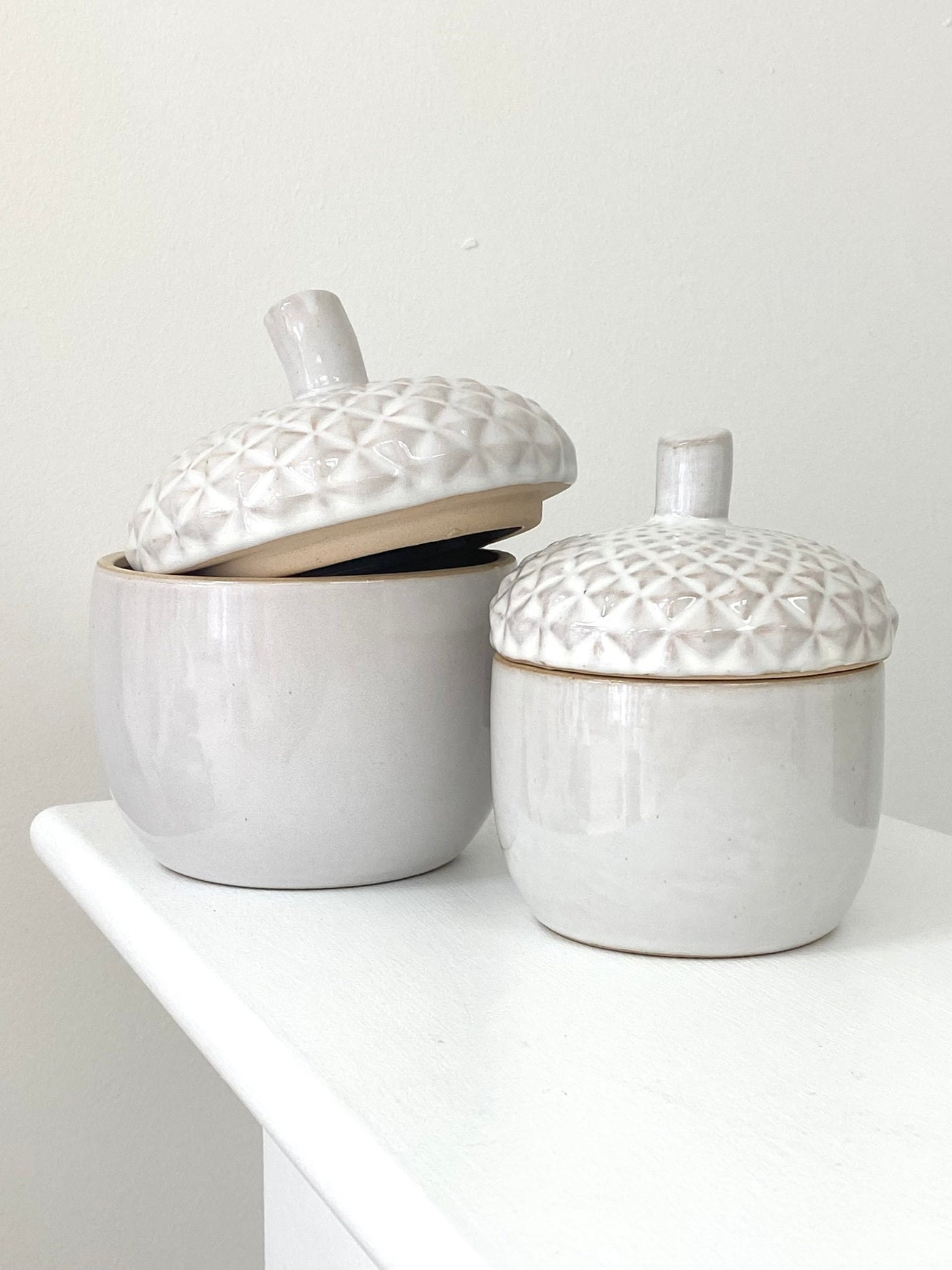 Ceramic Acorn Storage Pot - Large