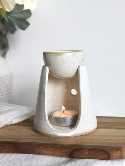 Hand Thrown White Stoneware Wax Melt Burner