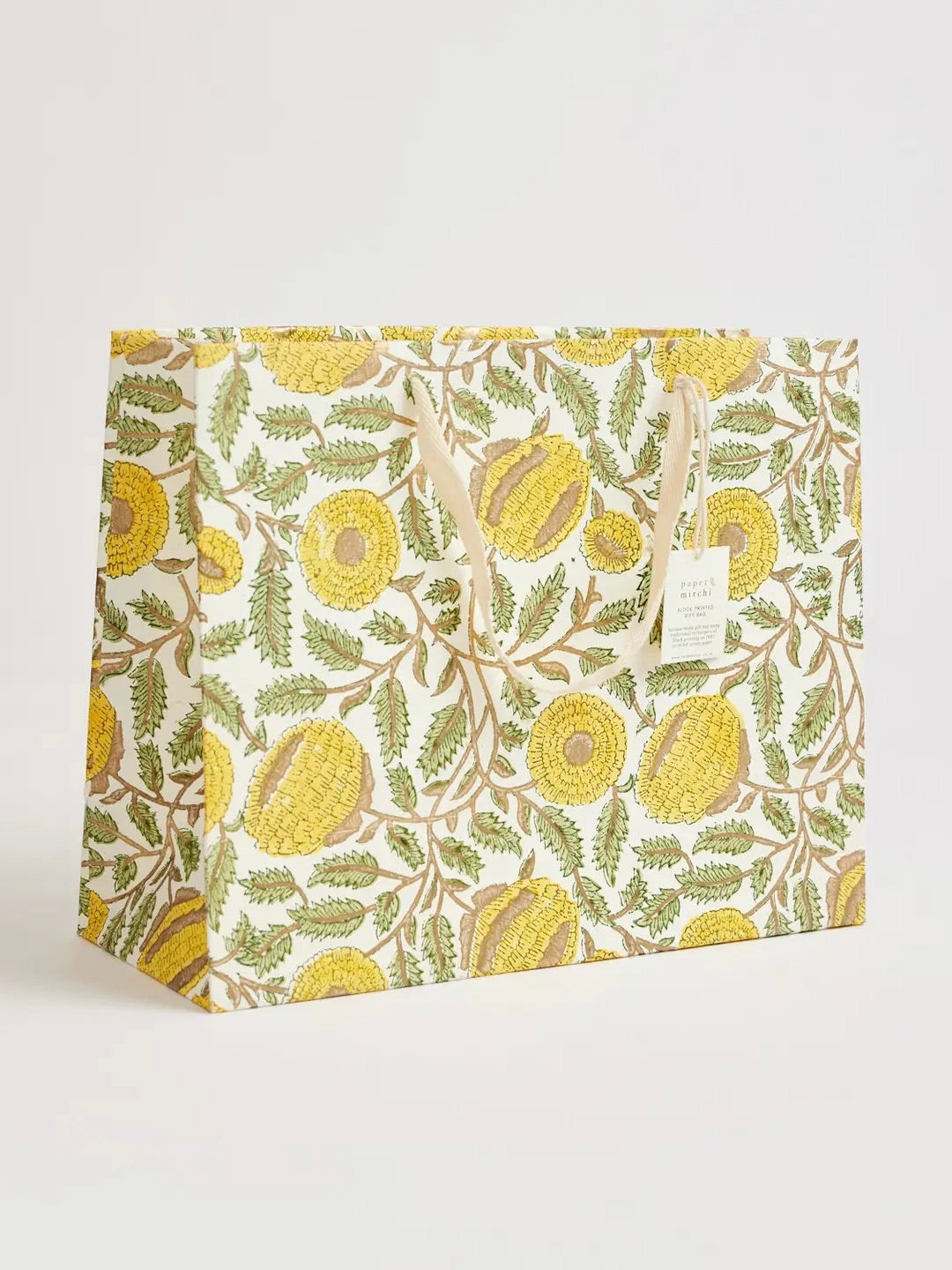 Block Printed Gift Bag Large - Sunshine