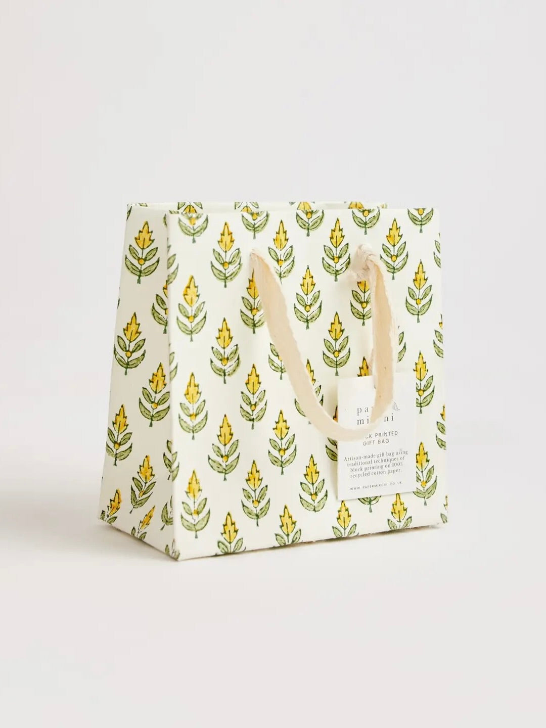 Block Printed Small Gift Bags - Sunshine