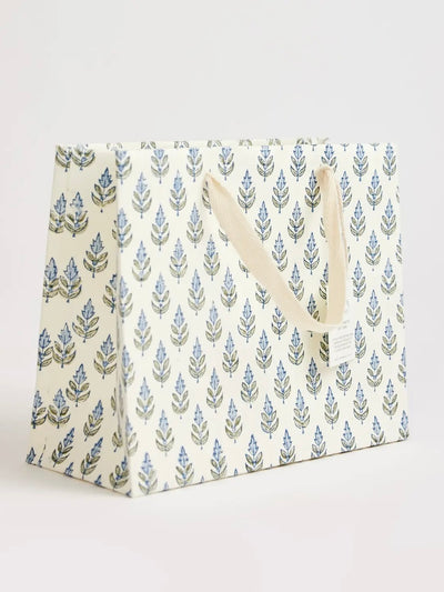 Block Printed Gift Bag Medium - Stone Blue