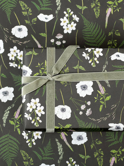 Wild Meadow Black Gift Wrap